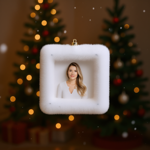 <b>White</b> <b>Square</b> Christmas Ornament 12Cm Foam Paper Hanging <b>Frame</b> Decor For Tree - Product Image 2