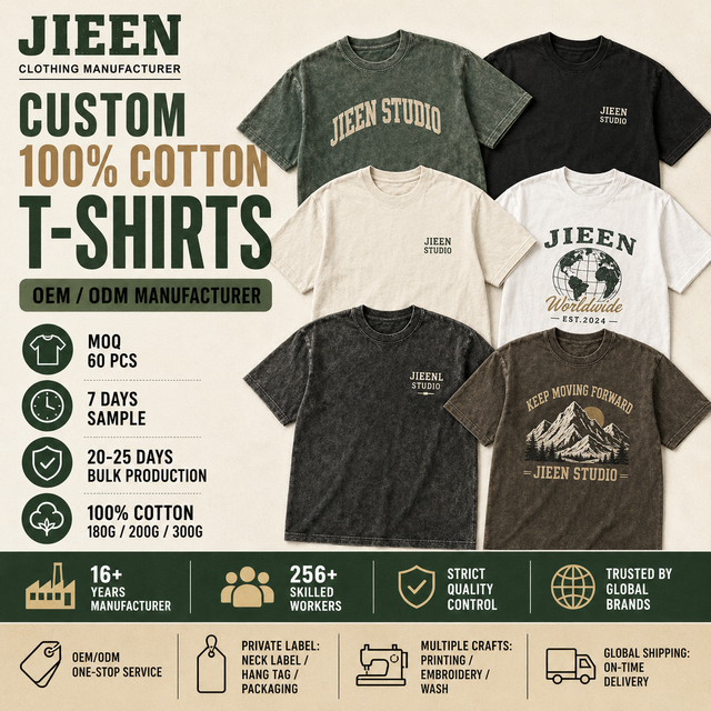 Bulk Custom 100% Cotton Men's T-Shirts | OEM/ODM Clothing Manufacturer Oversized/Graphic/Wash Tee | Private Label