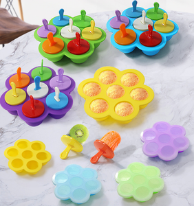 Moule de cuisson et de congélation en silicone à 7 compartiments avec poignée pour aliments pour bébés faits <span class=keywords><strong>maison</strong></span>, glaçons et œufs, et récipient de stockage - Product Image 3