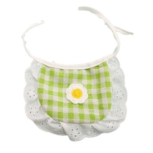 Cute Plaid Bibs For Dogs With Lace Trim And Decorative <b>Flower</b> Spring Summer Pet Clothes - Product Image 5