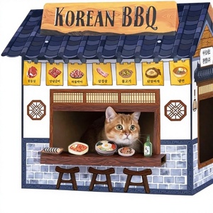 BBQスタイルの頑丈な段ボール製猫用ベッド、爪とぎ付き、組み立て簡単、人気の長方形型、室内猫用 - Product Image 1