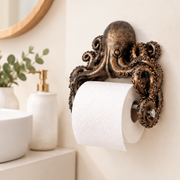 Porte-papier toilette en résine personnalisé en forme de requin, pieuvre, tortue, décorations créatives en résine pour la salle de bain