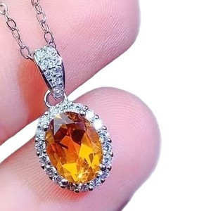 천연 황옥, 황색 크리스탈 목걸이, 고급 레트로 스타일, 심플한 레트로 선물 목걸이 - Product Image 2