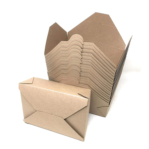 One Carton 500 Pcs Disposable Biodegradable Luxury Brown Kraft <strong>Lunch</strong> Paper Food <strong>Packing</strong> <strong>Boxes</strong> - Product Image 3