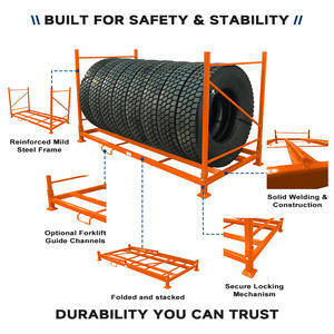 Étagère de stockage de pneus de camion lourd <span class=keywords><strong>TER</strong></span>, pliable, empilable, portable, en acier métallique enduit de poudre, pour entrepôt industriel, <span class=keywords><strong>garage</strong></span> - Product Image 2