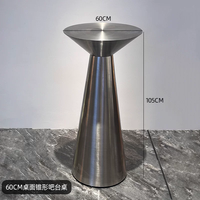 Table de bar industrielle en acier inoxydable avec pieds hauts, forme ronde, pour hôtel, pub, KTV et café - Durable et écologique