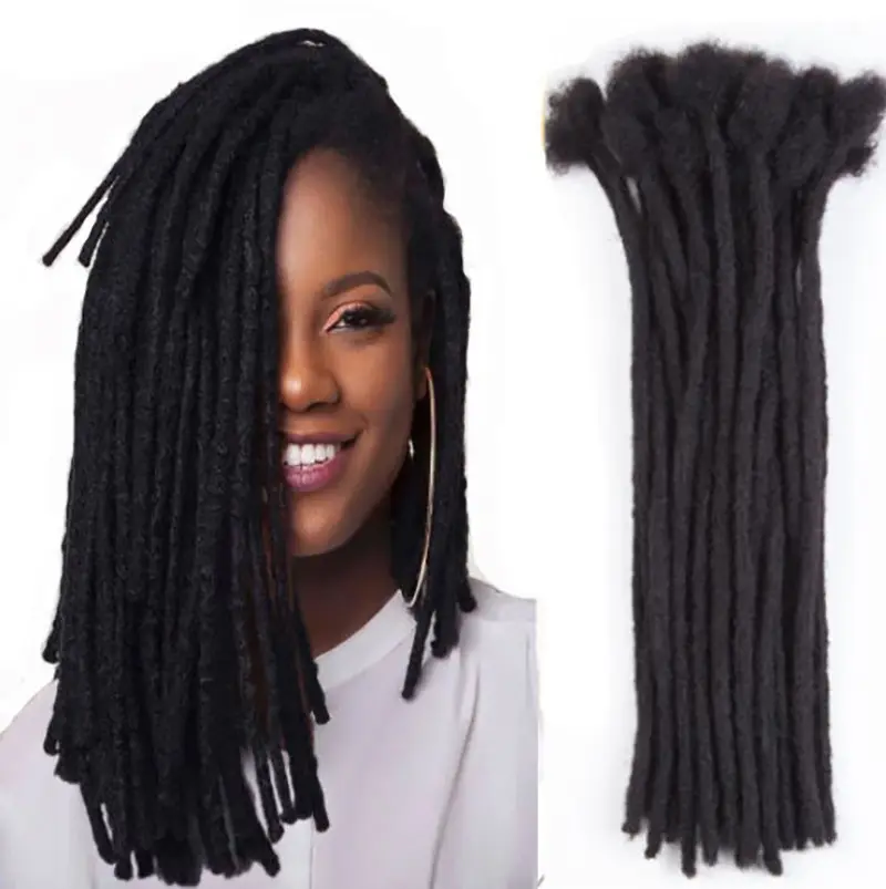 10A ธรรมชาติผมมนุษย์100 dreadlocks แฮนด์เมดผมถักเปียผม readlocks