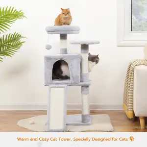 Toptan kedi ağacı evi tırmalamak kapalı kedi mobilya yavru kule ile yumuşak peluş levrek Scratcher mesajları