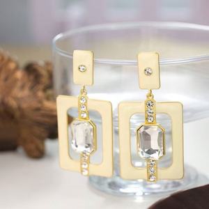 Pendientes de Aro Geométricos Cuadrados de Moda Medieval, Chapados en Oro de 18K, para Mujer, Modernos, para Bodas, Compromisos, Religiosos - Product Image 4