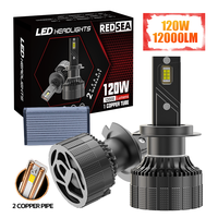 Ampoule de phare LED Redsea M10 120W 12000LM H1 H4 H7 H11 H13 9005 9006 9012 IP68 6500k 12v Lumière LED pour phare de voiture
