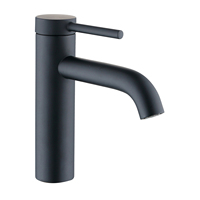 Robinet mélangeur thermostatique monocommande chaud/froid contemporain moderne noir poli en laiton massif avec cartouche céramique pour salle de bain et cuisine