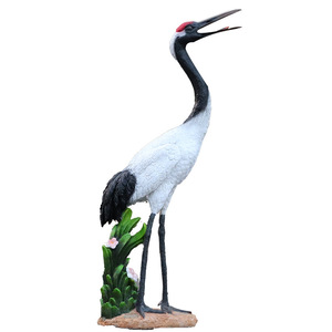 Sculpture de grue simulée Quanfangyuan, oiseau à couronne rouge, décoration de jardin extérieur, ornement de cour - Product Image 5