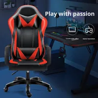Chaise de Gaming E-Sports en Cuir Ergonomique avec Accoudoirs Pivotants Rembourrés en Mousse, Design Moderne et Simple pour Dortoir et Maison 618