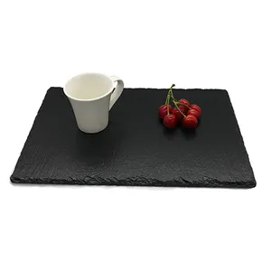 Factory wholesale slate oil spray tableware stone tableware dark black steak sushi plate hotel restaurant cafe