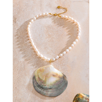 JINYOU 3053 acier inoxydable mode pendentif personnel bijoux océan Style grand papillon noir coquille pierre perles collier cadeau