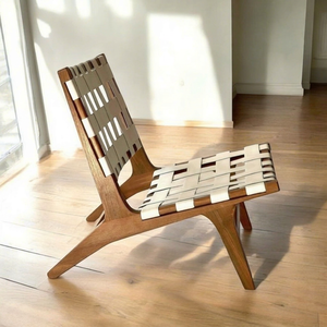 Fauteuil de loisirs en bois naturel de style moderne, fabriqué à la main, avec pieds en bois massif, tressé, écologique, pour villa, salon, bureau, balcon - Product Image 1