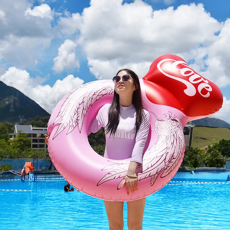 OEM Factory New Heart Pink girls inflatable circle adult swimming pool floating ring kid inflatable swimming tube