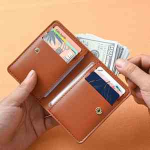 Simple Foldable Snap-Clasp <b>Small</b> Coin <b>Purse</b> Drivers Card Holder Soft Leather Factory Wholesale Card Holder Credit Card Case - Product Image 2