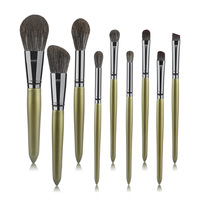Nuevo Set de 9 Brochas de Maquillaje con Diversos Tipos de Cerdas Suaves y Mangos de Madera, Set de Herramientas de Belleza Todo en Uno
