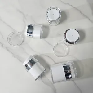 Frasco de bomba mal ventilado branco com tampas, recipiente cosmético vazio de 15ml, 30ml, 50ml, frascos de plástico para creme e loção