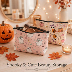 Borsa Cosmetica Personalizzata con Logo per Halloween, Simpatica Pochette in Tela con Cerniera, Organizer da Viaggio per <span class=keywords><strong>Trucchi</strong></span> e Articoli da Toeletta, Regalo per Feste e Vacanze per Donne - Product Image 5