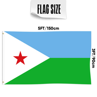 Drapeau djiboutien simple face imprimé sur mesure de 3x5 pieds, personnalisable pour toutes les bannières nationales et drapeaux d'affichage.