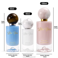 Flacon de parfum de luxe en verre rose avec vaporisateur à sertir, 40 ml, 55 ml, 100 ml, flacon de parfum unique avec bouchon en marbre