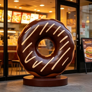 Sculpture <span class=keywords><strong>de</strong></span> beignet en chocolat F213 en PRV, Art gourmand surdimensionné pour place <span class=keywords><strong>de</strong></span> site touristique, Résistant à la corrosion, Installation facile, Conception personnalisée - Product Image 1