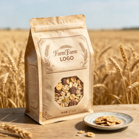 Sachet refermable à 8 soudures latérales imprimé flexo personnalisé, recyclable, de qualité alimentaire, résistant à l'humidité, pour noix, avec fond plat