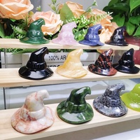 Venta de fábrica, cristales de piedras preciosas curativas talladas a mano, sombrero de bruja, sombrero de mago de cuarzo rosa para Halloween