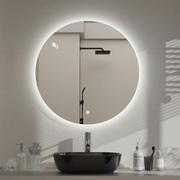 Miroir de salle de bain intelligent rond, écran tactile, lumière LED Bluetooth, montage mural, design graphique moderne de style européen et américain