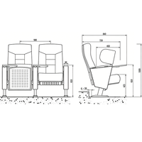 Chaises d'auditorium avec tablettes d'écriture, chaises en rangée pour salles de conférence et salles de réunion, sièges connectés pour théâtres et cinémas