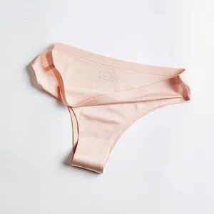 String invisible pour femme, culotte en Nylon Ultra-fin, Lingerie en soie glacée, sous-vêtements féminins, grande taille