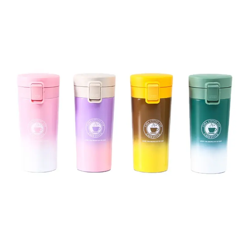 Fashion flip lid double wall stainless steel travel vacuum tea insulated coffee thermal mug with tea filter