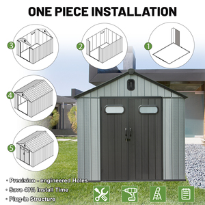 Caseta de Almacenamiento Multiusos para Exteriores de 6x6 Pies, con Puertas con Cerradura y Ventana de Ventilación, para Bicicletas y Cortadoras de Césped - Product Image 5