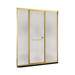 Mampara de <span class=keywords><strong>Ducha</strong></span> Moderna con Puerta de Vidrio Templado Transparente, Marco de Acero Inoxidable Pulido y Latón, Diseño Push-Pull <span class=keywords><strong>para</strong></span> Apartamento - Product Image 1