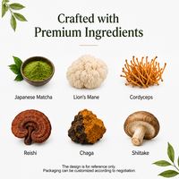 Mélange pour Latte au Matcha et aux Champignons |   Matcha japonais, Crinière de lion, Cordyceps, Reishi, Phellinus & Shiitake |   Concentration, Calme et Soutien Immunitaire