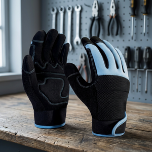 Gants de travail JNA GROUP en PU noir et bleu, bouts des doigts lisses, antidérapants, respirants, avec poignet élastique, gants de sécurité polyvalents, 11 oz - Product Image 4