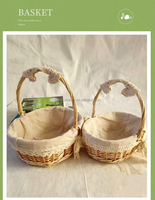 Panier en osier fabriqué en usine avec doublure en tissu et poignée, panier cadeau pour le rangement et panier de fête, panier pour enfant, lot de 2