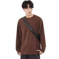 T-shirt thermique à manches longues en tricot gaufré personnalisé pour hommes, ajusté et surdimensionné en coton solide avec motif imprimé