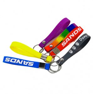 Personalised With <b>Keyring</b> Custom Logo Promotion Keychain Silicone Wristband - Product Image 4