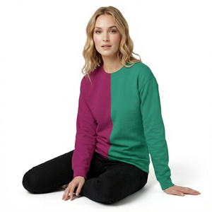 Sweat-shirt personnalisé pour femmes, deux tons vert et marron, style universitaire, couleur contrastée, sweat-shirt de sororité - Product Image 5