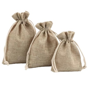 Pochette cadeau en jute couleur naturelle avec cordon de serrage, sac d'emballage en toile de jute pour bijoux, échantillon gratuit, petit sac de rangement vierge en jute - Product Image 1
