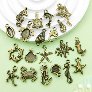 Colgante Antiguo de Aleación de Zinc con Diseño de Sirena y Delfín para Accesorios de Joyería DIY, Fornituras de Tortuga, Estrella de Mar, Caballito de Mar y Concha - Product Image 4