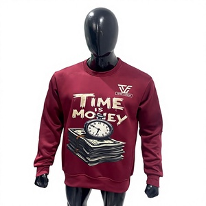 Sudadera Moderna Flexwear para Hombre, Cuello Redondo, Color Granate, Estampado Time Is Money, Estilo Casual, Corte Regular, para Otoño - Product Image 1