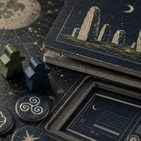 Jeu de société d'astronomie coopérative sur le thème des sites mégalithiques personnalisés avec cartes d'exploration, en carton rigide, pour 2 à 4 joueurs, boîte avec couvercle amovible