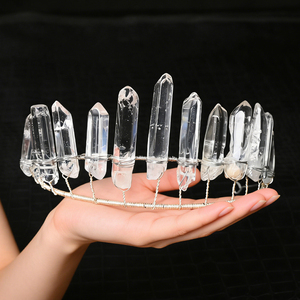 Nouvelles créations en cristal, couronne en cristal de quartz clair naturel enveloppée à la main, bijoux pour mariage - Product Image 6