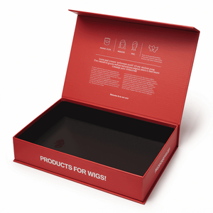 Red Wig Magnetic Recyclable Rigid Coated Paper Boxes Custom Logo Hair Extension Gift Packaging Magnet <b>Box</b> - Product Image 1