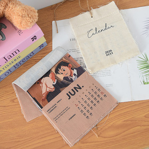Qingqian Fabric Calendar Month View English Cotton Wall Calendar Rectangle New Year <b>Decor</b> 2026 - Product Image 2