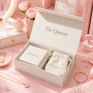 Custom Logo Luxurious Rectangle High Quality Magnetic Closure Jewelry <b>Box</b> with Velvet Bag for Gift Packaging - Product Image 1